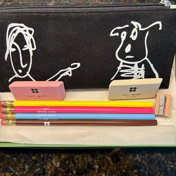 Kate Spade/Maira Kalman Black and White Pencil Case - Picture 4 of 6